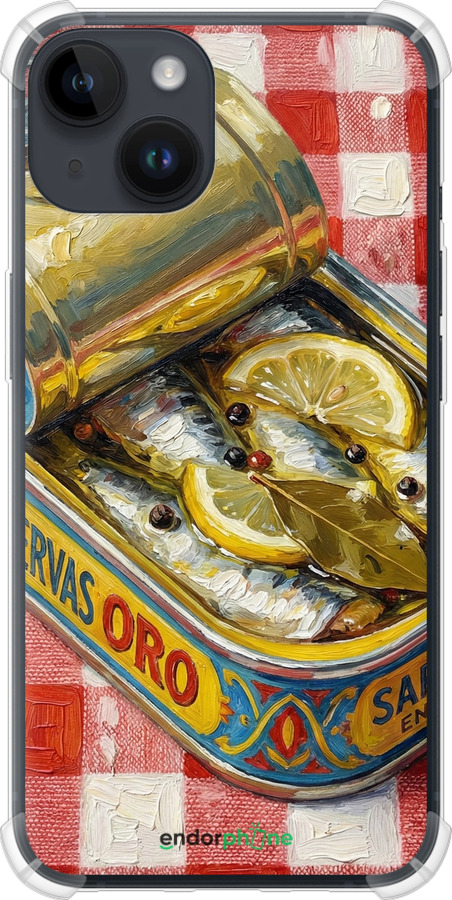 Силикон с усиленными углами чехол Vintage Sardine Tin Phone для Apple iPhone 14 - 6772sp-2648 изображение 