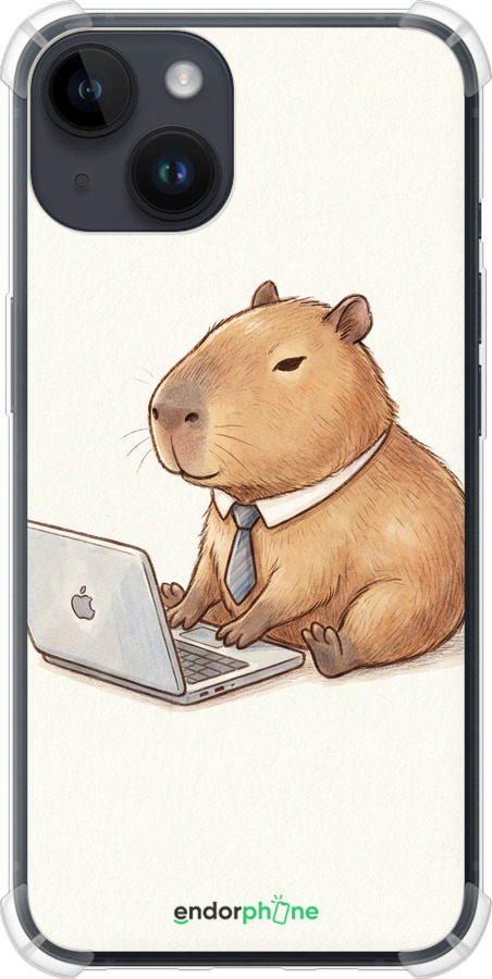 Силикон с усиленными углами чехол Funny Capybara CEO Working для Apple iPhone 14 - 6777sp-2648 изображение 