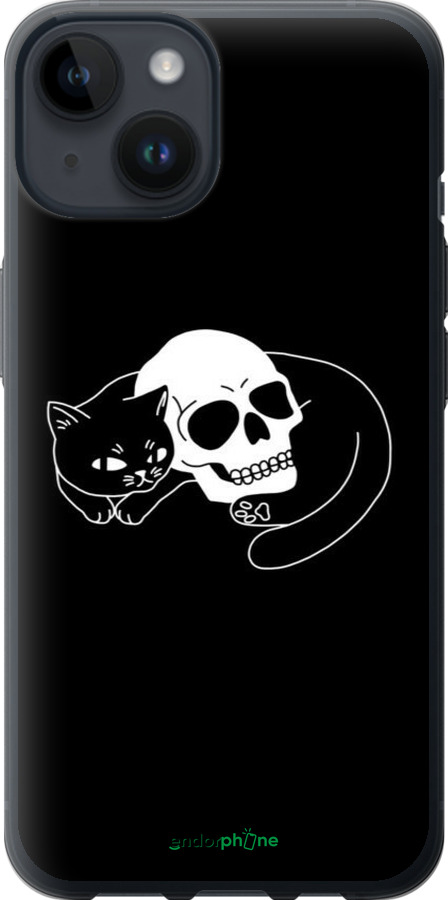 Силіконовий чехол Із зображенням кота та черепа для Apple iPhone 14 - 6491u-2648 изображение 