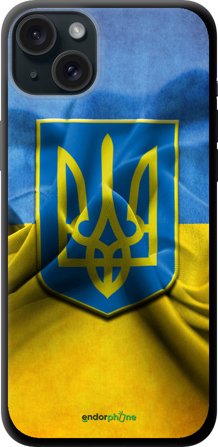 

TPU чорний чохол "Прапор та герб України" для iPhone 15 Plus, Блакитний