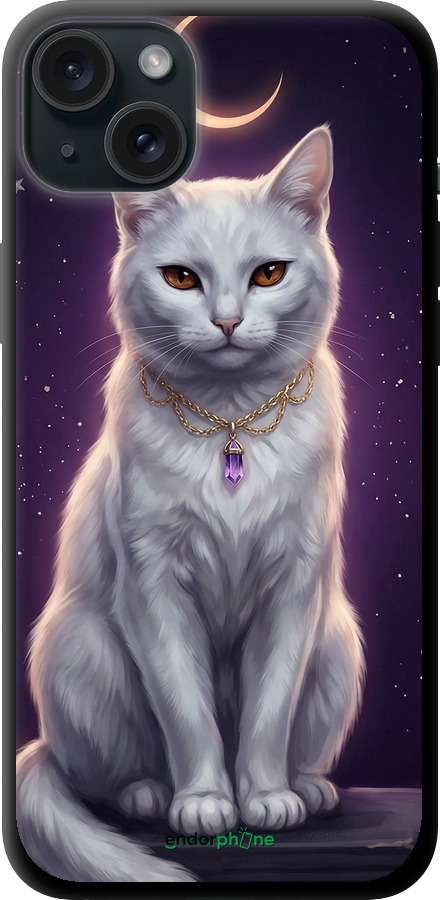TPU чехол Mystic White Cat Gothic Dark Purple Gold для Apple iPhone 15 Plus - 6805b-3097 изображение 