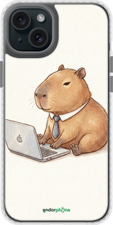 Чехол Bumper чехол Funny Capybara CEO Working для Apple iPhone 15 Plus - 6777pc-3097 изображение 