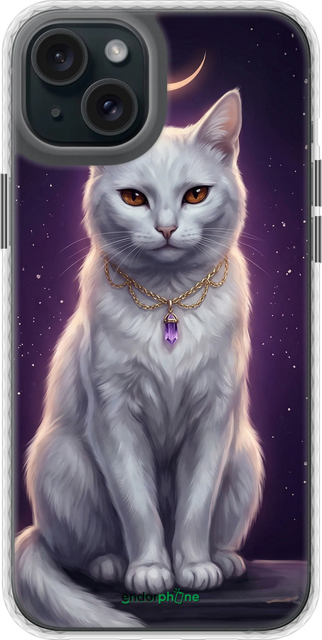 Чохол Bumper чехол Mystic White Cat Gothic Dark Purple Gold для Apple iPhone 15 Plus - 6805pc-3097 изображение 