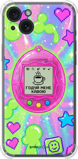 Силикон с усиленными углами чехол Y2K Aesthetic Retro Pet: Годуй мене кавою для Apple iPhone 15 Plus - 6784sp-3097 изображение 