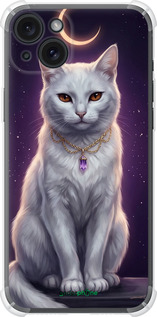 Силикон с усиленными углами чехол Mystic White Cat Gothic Dark Purple Gold для Apple iPhone 15 Plus - 6805sp-3097 изображение 