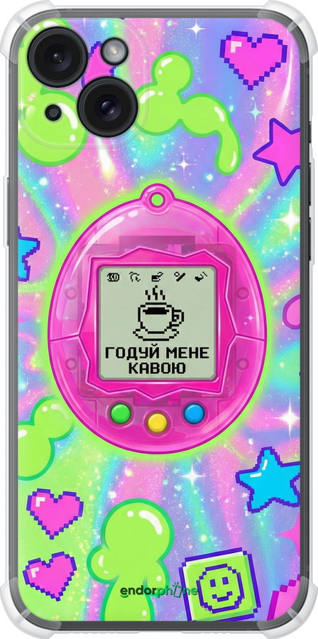 Силикон с усиленными углами чехол Y2K Aesthetic Retro Pet: Годуй мене кавою для Apple iPhone 15 Plus - 6784sp-3097 изображение 