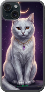 Силіконовий чехол Mystic White Cat Gothic Dark Purple Gold для Apple iPhone 15 Plus - 6805u-3097 изображение 