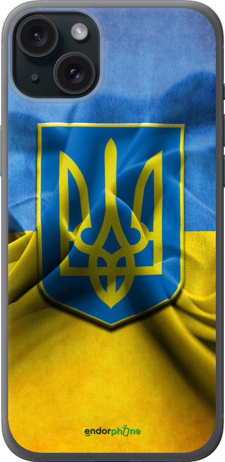 

Силіконовий чохол "Прапор та герб України" для iPhone 15 Plus, Блакитний