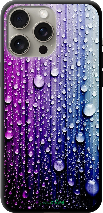 

TPU чорний чохол "Краплини води" для iPhone 15 Pro Max, Синій