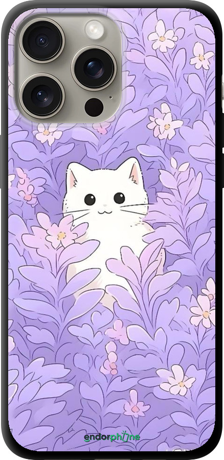 TPU чехол Котик в цветах для Apple iPhone 15 Pro Max - 6390b-3098 изображение 