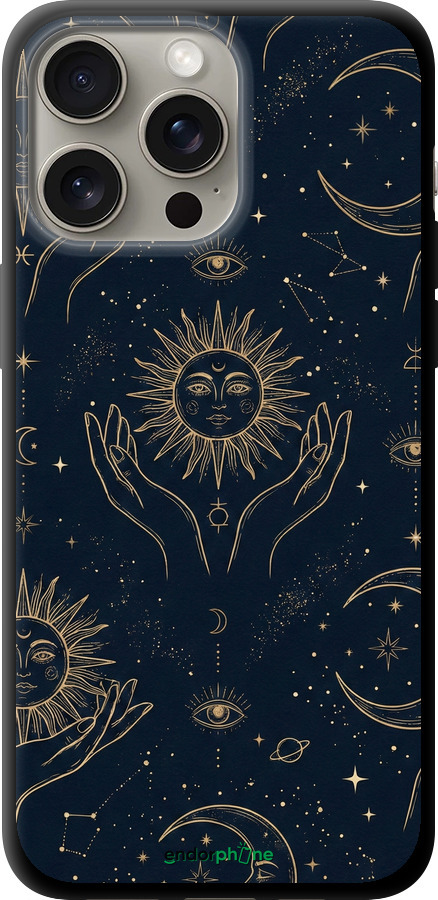 TPU чехол Celestial Harmony: Sun & Moon Gold Mystic Pattern для Apple iPhone 15 Pro Max - 6778b-3098 изображение 