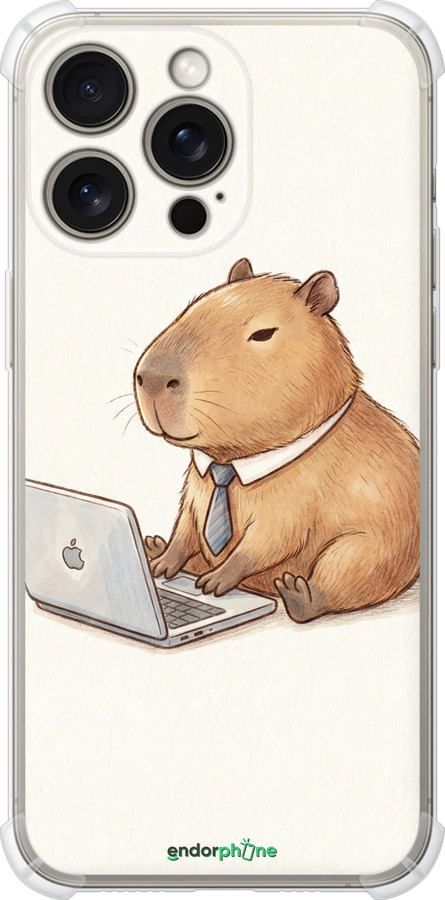 Силикон с усиленными углами чехол Funny Capybara CEO Working для Apple iPhone 15 Pro Max - 6777sp-3098 изображение 