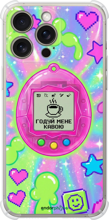 Силикон с усиленными углами чехол Y2K Aesthetic Retro Pet: Годуй мене кавою для Apple iPhone 15 Pro Max - 6784sp-3098 изображение 