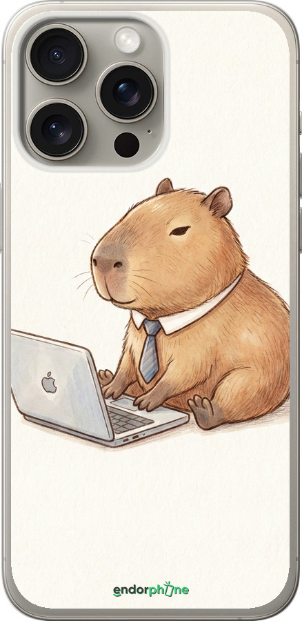 Силиконовый чехол Funny Capybara CEO Working для Apple iPhone 15 Pro Max - 6777u-3098 изображение 