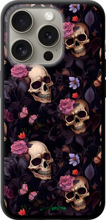 TPU чехол Черепа и розы для Apple iPhone 15 Pro - 6316b-3096 изображение 