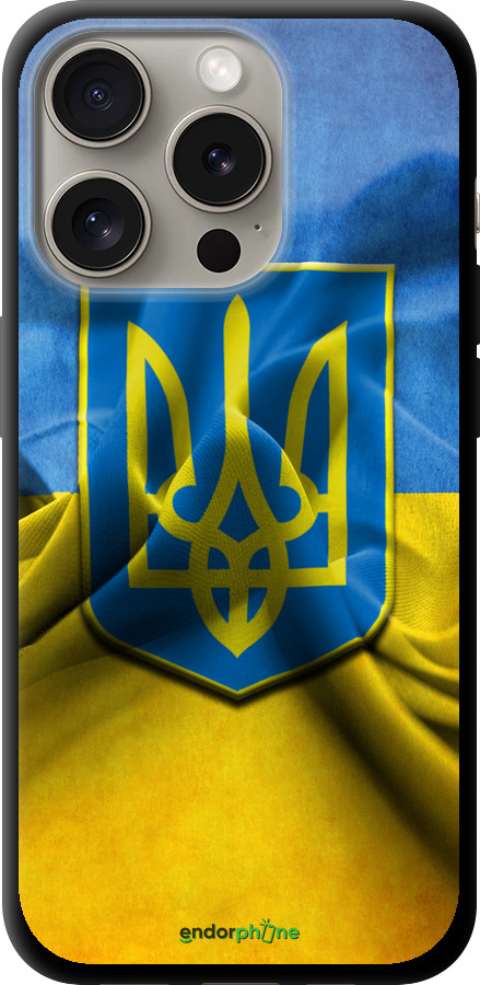 

TPU чорний чохол "Прапор та герб України" для iPhone 15 Pro, Блакитний