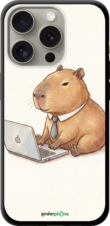 TPU чехол Funny Capybara CEO Working для Apple iPhone 15 Pro - 6777b-3096 изображение 