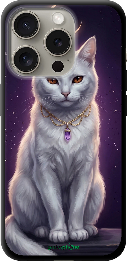 TPU чехол Mystic White Cat Gothic Dark Purple Gold для Apple iPhone 15 Pro - 6805b-3096 изображение 