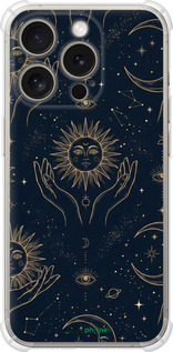 Силикон с усиленными углами чехол Celestial Harmony: Sun & Moon Gold Mystic Pattern для Apple iPhone 15 Pro - 6778sp-3096 изображение 