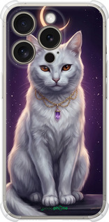 Силіконовий протиударний с посиленими кутами чехол Mystic White Cat Gothic Dark Purple Gold для Apple iPhone 15 Pro - 6805sp-3096 изображение 