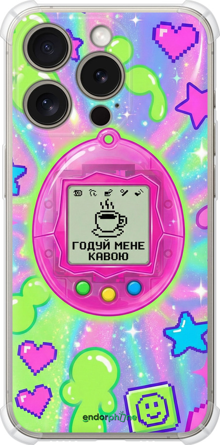 Силикон с усиленными углами чехол Y2K Aesthetic Retro Pet: Годуй мене кавою для Apple iPhone 15 Pro - 6784sp-3096 изображение 