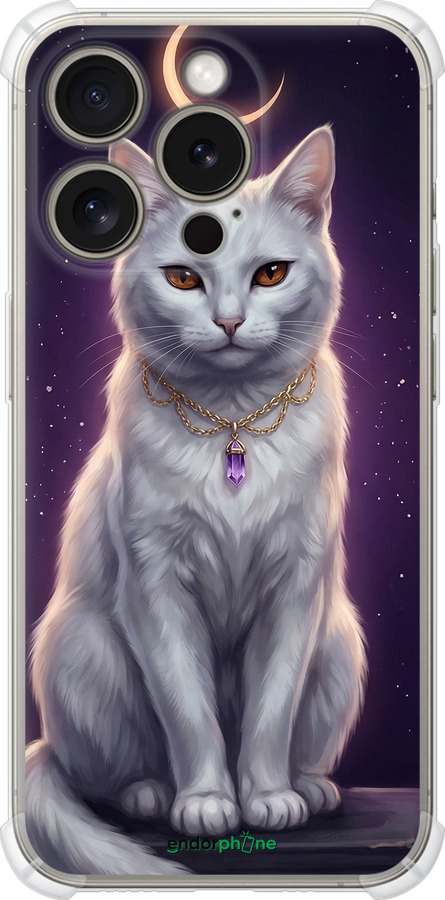 Силіконовий протиударний с посиленими кутами чехол Mystic White Cat Gothic Dark Purple Gold для Apple iPhone 15 Pro - 6805sp-3096 изображение 