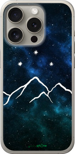 Силиконовый чехол Горы и звезды нарисованы на фоне галактики для Apple iPhone 15 Pro - 6490u-3096 изображение 