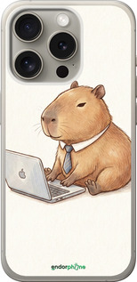 Силиконовый чехол 'Funny Capybara CEO Working' для iPhone 15 Pro изображение 1
