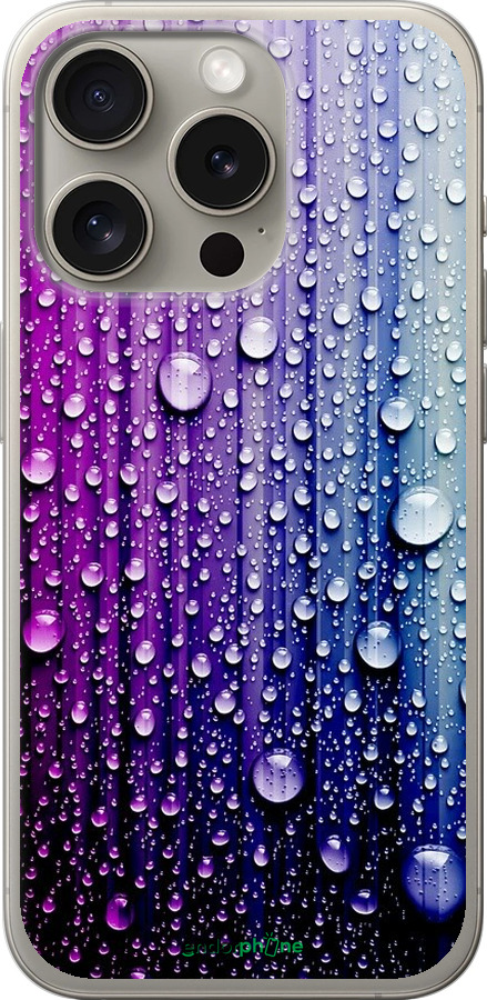 

Силіконовий чохол "Краплини води" для iPhone 15 Pro, Синій