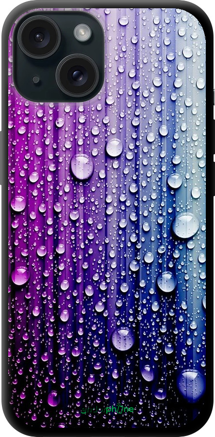 

TPU чорний чохол "Краплини води" для iPhone 15, Синій