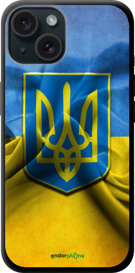 

TPU чорний чохол "Прапор та герб України" для iPhone 15, Блакитний