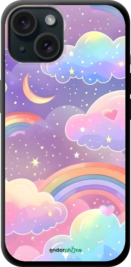 TPU чехол Облака и радуга для Apple iPhone 15 - 6312b-3075 изображение 