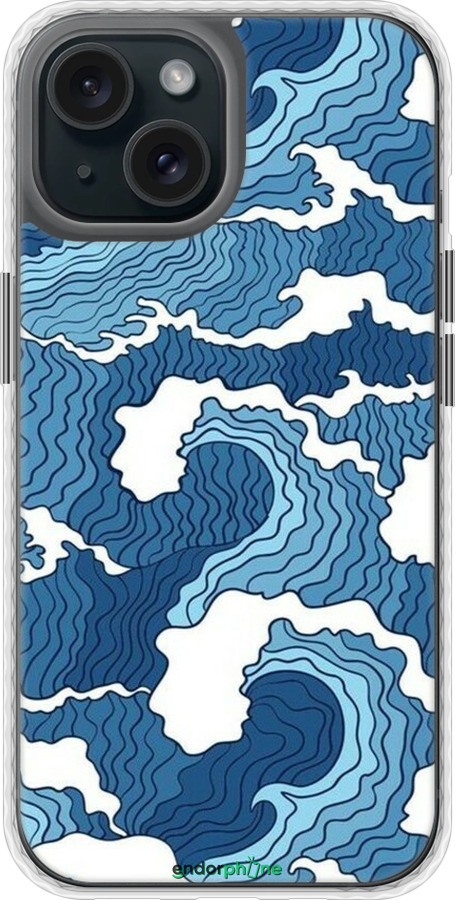 Чехол Bumper чехол Абстрактный рисунок морских волн для Apple iPhone 15 - 6538pc-3075 изображение 