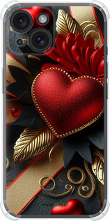 Силикон с усиленными углами чехол Сердечки v2 для Apple iPhone 15 - 5832sp-3075 изображение 