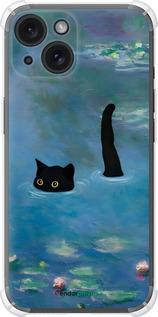Силикон с усиленными углами чехол С изображением кота и водяной лилии Monet для Apple iPhone 15 - 6519sp-3075 изображение 