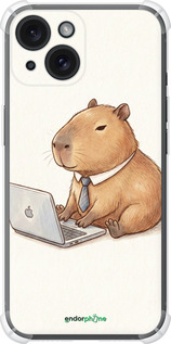 Силикон с усиленными углами чехол Funny Capybara CEO Working для Apple iPhone 15 - 6777sp-3075 изображение 