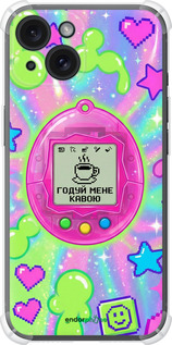 Силикон с усиленными углами чехол Y2K Aesthetic Retro Pet: Годуй мене кавою для Apple iPhone 15 - 6784sp-3075 изображение 