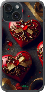 Силиконовый чехол Сердечки v4 для Apple iPhone 15 - 5834u-3075 изображение 