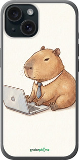 Силиконовый чехол 'Funny Capybara CEO Working' для iPhone 15 изображение 1