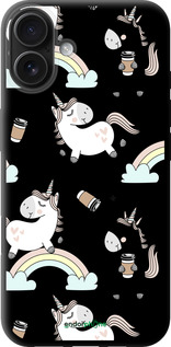 TPU чехол Единорог и кофе для Apple iPhone 16 Plus - 4661b-3714 изображение 