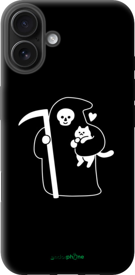 TPU чехол Мінімалістичний арт: смерть та кішка для Apple iPhone 16 Plus - 6529b-3714 изображение 