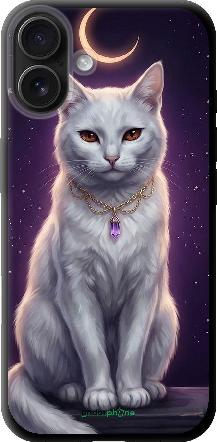 TPU чехол Mystic White Cat Gothic Dark Purple Gold для Apple iPhone 16 Plus - 6805b-3714 изображение 