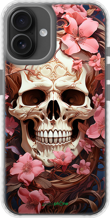 Чехол Bumper чехол Череп в розовых цветах для Apple iPhone 16 Plus - 5965pc-3714 изображение 