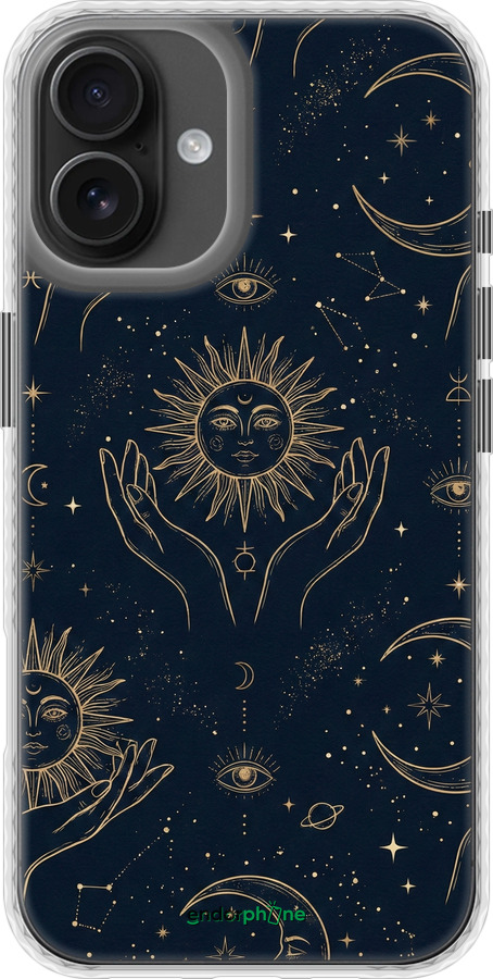 Чехол Bumper чехол Celestial Harmony: Sun & Moon Gold Mystic Pattern для Apple iPhone 16 Plus - 6778pc-3714 изображение 