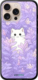 TPU чехол Котик в цветах для Apple iPhone 16 Pro Max - 6390b-3706 изображение 