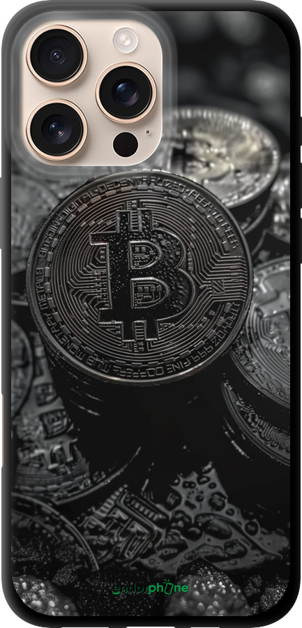 TPU чехол Black Bitcoin для Apple iPhone 16 Pro Max - 6090b-3706 изображение 