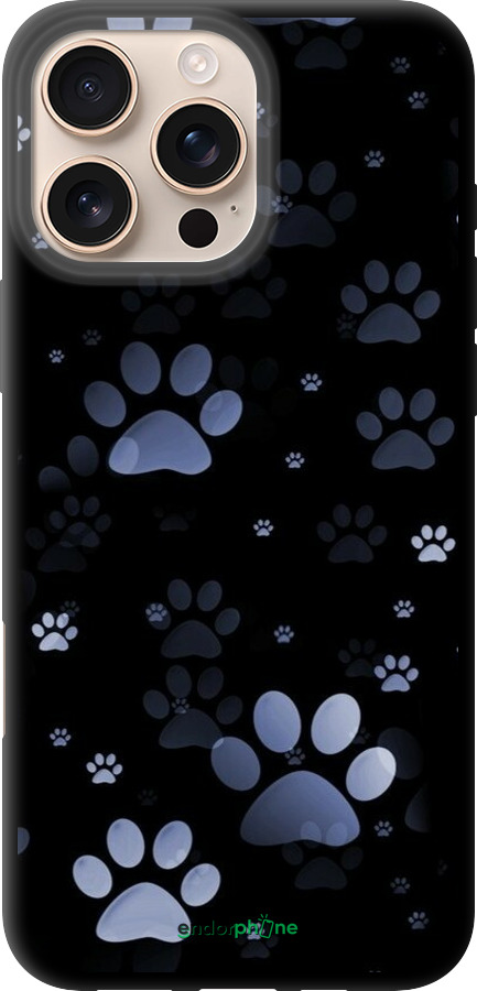 TPU чехол С синими отпечатками лап для Apple iPhone 16 Pro Max - 6441b-3706 изображение 