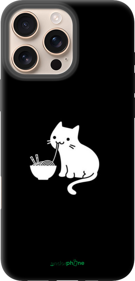 TPU чехол С милым котом на черном фоне для Apple iPhone 16 Pro Max - 6528b-3706 изображение 