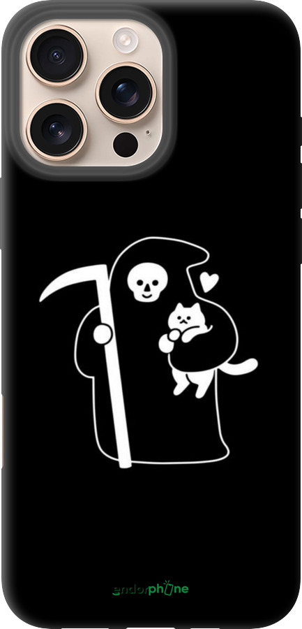 TPU чехол Минималистичный арт: смерть и кошка для Apple iPhone 16 Pro Max - 6529b-3706 изображение 
