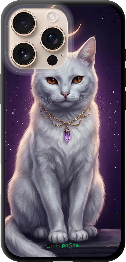 TPU чехол Mystic White Cat Gothic Dark Purple Gold для Apple iPhone 16 Pro Max - 6805b-3706 изображение 